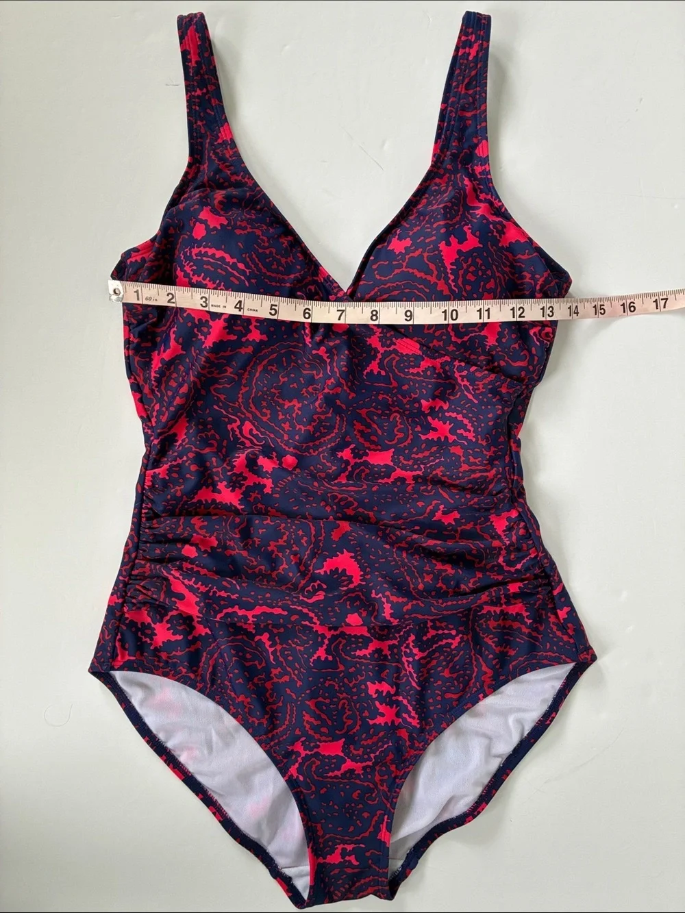 Boden Paisley One-Piece Swimsuit with V-Neck 8R